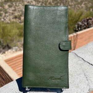AKarenni Green Leather Mexico Designer Large WALLET